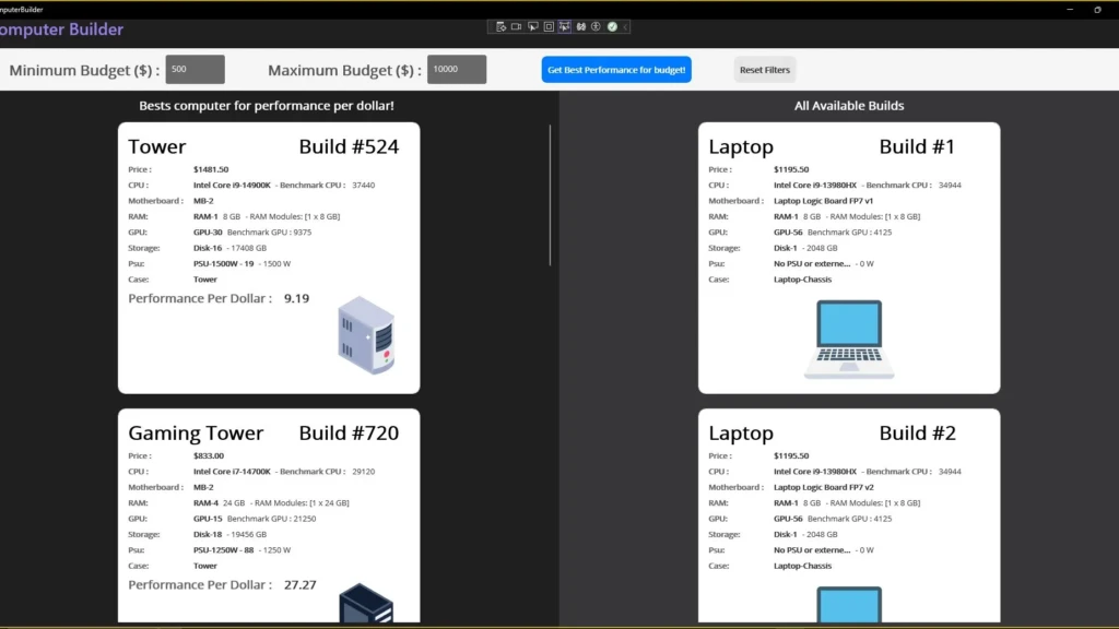 Project PC Build Optimiser Project PC Build Optimiser